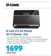 D-Link LTE 4G Mobile Wifi Router-932
