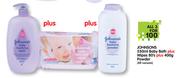 Johnsons 550ml-Baby Bath Plus Wipes-80's Plus 400g-Powder (All Variants)