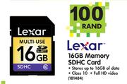  Lexar 16GB Memory SDHC Card