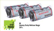 M Heavy Duty Refuse Bags-3 x 20's