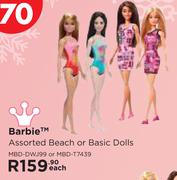 Barbie Assorted Beach Or Basic Dolls MBD-DWJ99 Or MBD-T7439-Each