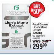 Food Grown Lion's Mane Extract 1000mg 60 Capsules