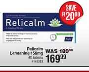 Relicalm L-Theanine 150mg 40 Tablets