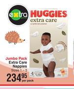 Huggies Jumbo Pack Extra Care Nappies Sizes 1-5-Per Pack