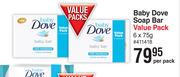 Dove Baby Soap Bar Value Pack-6 x 75g Per Pack
