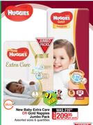 Huggies New Baby Extra Care Or Gold Nappies Jumbo Pack-Per Pack
