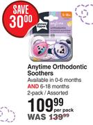 Tommee Tippee Anytime Orthodontic Soother Assorted-2 Per Pack