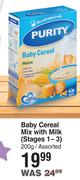 Purity Baby Cereal Mix With Milk (Stages 1-3) Assorted-200g