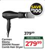 Carmen Ebony 2000W Power Comb Hair Dryer