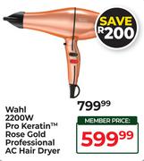 Wahl 2200W Pro Keratin Rose Gold Professional AC Hair Dryer