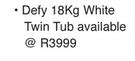 Defy 18Kg White Twin Tub