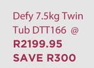 Defy 7.5Kg Twin Tub DTT166
