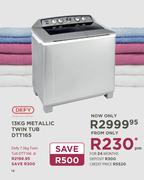Defy 13Kg Metallic Twin Tub DTT165