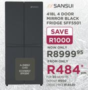 Sansui 418L 4 Door Mirror Black Fridge SFF5501