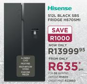 Hisense 512L Black SBS Fridge H670SMI