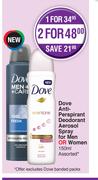 Dove Anti Perspirant Aerosol Spray For Men Or Women Assorted-150ml