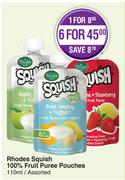 Rhodes Squish 100% Fruit Puree Pouches-6x110ml
