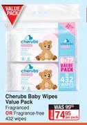 Cherubs Baby Wipes Value Pack Fragranced Or Fragrance Free 432 Wipes-Per Pack