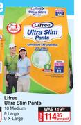 Lifree Ultra Slim Pants (10 Medium, 9 Large, 9 X-Large)-Per Pack
