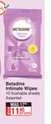 Betadine Intimate Wipes 10 Flushable Sheets Assorted-Per Pack