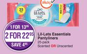Lil-Lets Essentials Pantyliners Scaented Or Unscented 25 Pack