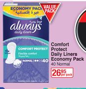 Always Comfort Protect Daily Liners Economy Pack 40 Normal-Per Pack