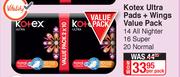 Kotex Ultra Pads + Wings Value Pack 14 All Nighter, 16 Super, 20 Normal-Per Pack