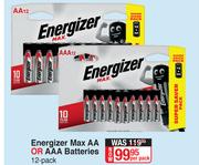 Energizer Max AA Or AAA Batteries 12 Pack-Per Pack