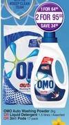 Omo Auto Washing Powder 2kg Or Liquid Detergent 1.5 Ltr Or 3 In 1 Pods 17 Pack-For 2 