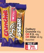 Cadbury Crunchle 40g Or P.S. 48g Or 5 Star 48.5g Assorted-Each