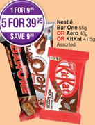 Nestle Bar One 55g, Or Aero 40g, Or Kitkat 41.5g Assorted-Each