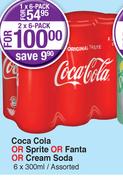 Coca Cola Or Sprite Or Fanta Or Cream Soda 6x300ml-For 1 x 6 Pack