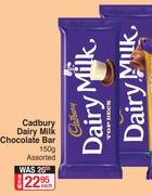 Cadbury Dairy Milk Chocolate Bar Assorted-150g Each