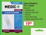 Medic+ Clear Plasters 19 x 72mm-20's Pack