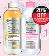 Garnier Micellar Cleansing Water Sensitive Or Pure Active Assorted-400ml Each