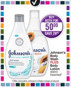 Johnson's Body Wash Plus Body Lotion Assorted-400ml For Both