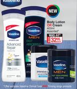 Vaseline Body Lotion Or Cream Assorted-400ml Each