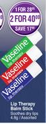 Vaseline Lip Therapy Balm Stick Soothes Dry Lips Assorted-4.8g