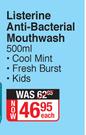 Listerine Anti Bacterial Mouthwash-500ml Each