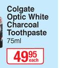 Colgate Optic White Charcoal Toothpaste-75ml Each