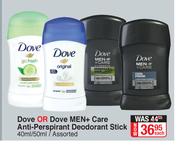 Dove Or Dove Men+ Care Anti-Perspirant Deodorant Stick Assorted-40ml/50ml Each