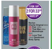 Revlon Charlie Original Deodorant 90ml Body Spray-For 1