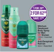 Mitchum Deodorant Body Spray For Men Or Women 120ml Or Anti-Perspirant Roll-On 50ml-Each