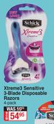 Schick Xtreme 3 Sensitive 3 Blade Disposable Razors 4 Pack