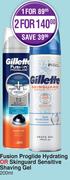 Gillette Fusion Proglide Hydrating Or Skinguard Sensitive Shaving Gel-2 x 200ml
