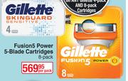 Gillette Fusion 5 Power 5 Blade Cartridges 8 Pack-Per Pack
