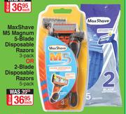 Max Shave M5 magnum 5 Blade Disposable Razors 3 Pack Or 2 Blade Disposable Razors 5 Pack-Each