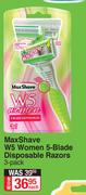 Max Shave W5 Women 5 Blade Disposable Razors 3 Pack-Each