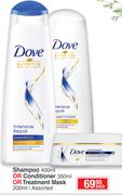 Dove Shampoo 400ml Or Conditioner 350ml Or Treatment Mask 200ml Assorted-Each