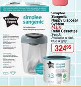 Tomme Tippee Simplee Sangenic Nappy Disposal System Plus Refill Cassettes-3 Pack